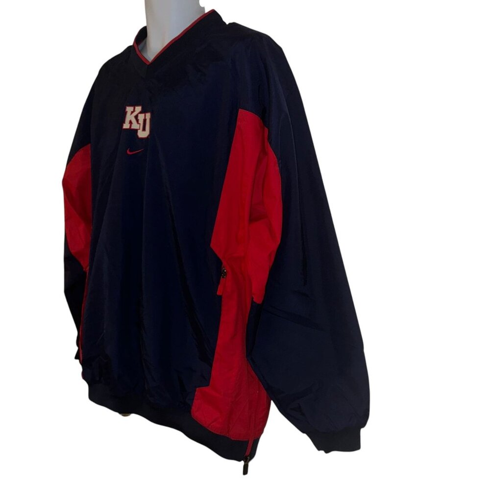 Nike Team University of Kansas KU Pullover Windbreaker Mens XL Red White Blue - Picture 5 of 11